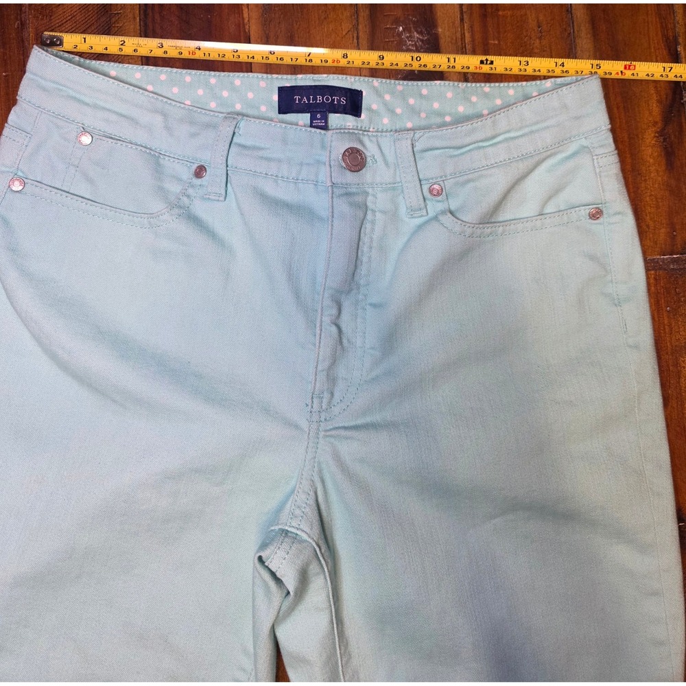 690 Talbots Womens Light Aqua Blue Cropped Jeans Size 6 Straight Leg Denim Pants